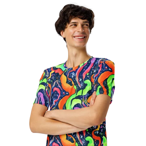 Psychedelic Flow on a Men's Crew Neck T-Shirt