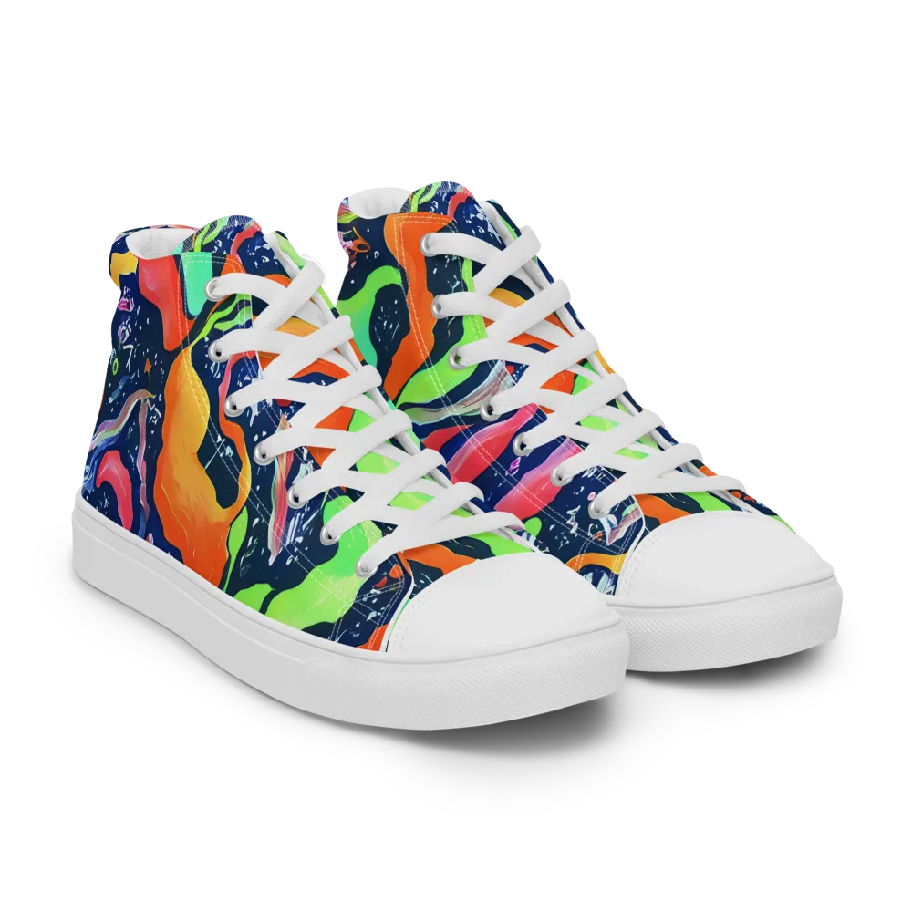 Psychedelic Flow on Men's High Top Canvas Shoes — Right Front