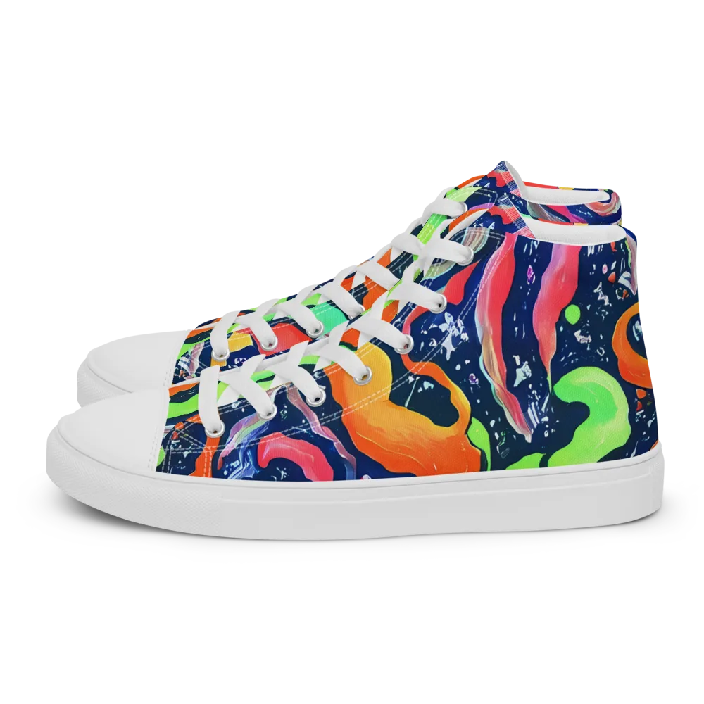 Psychedelic Flow on Men's High Top Canvas Shoes — Left