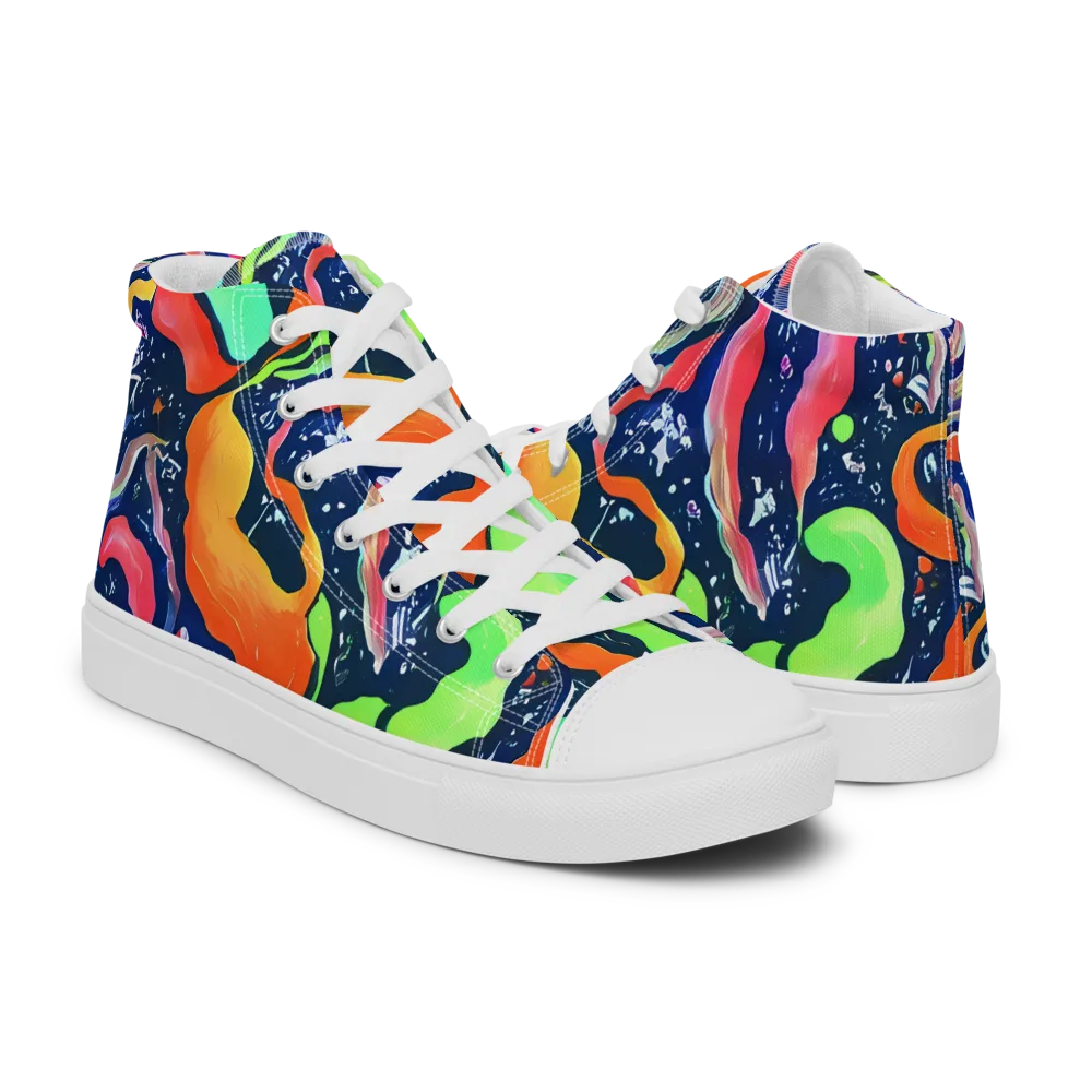 Psychedelic Flow on Men's High Top Canvas Shoes — Right