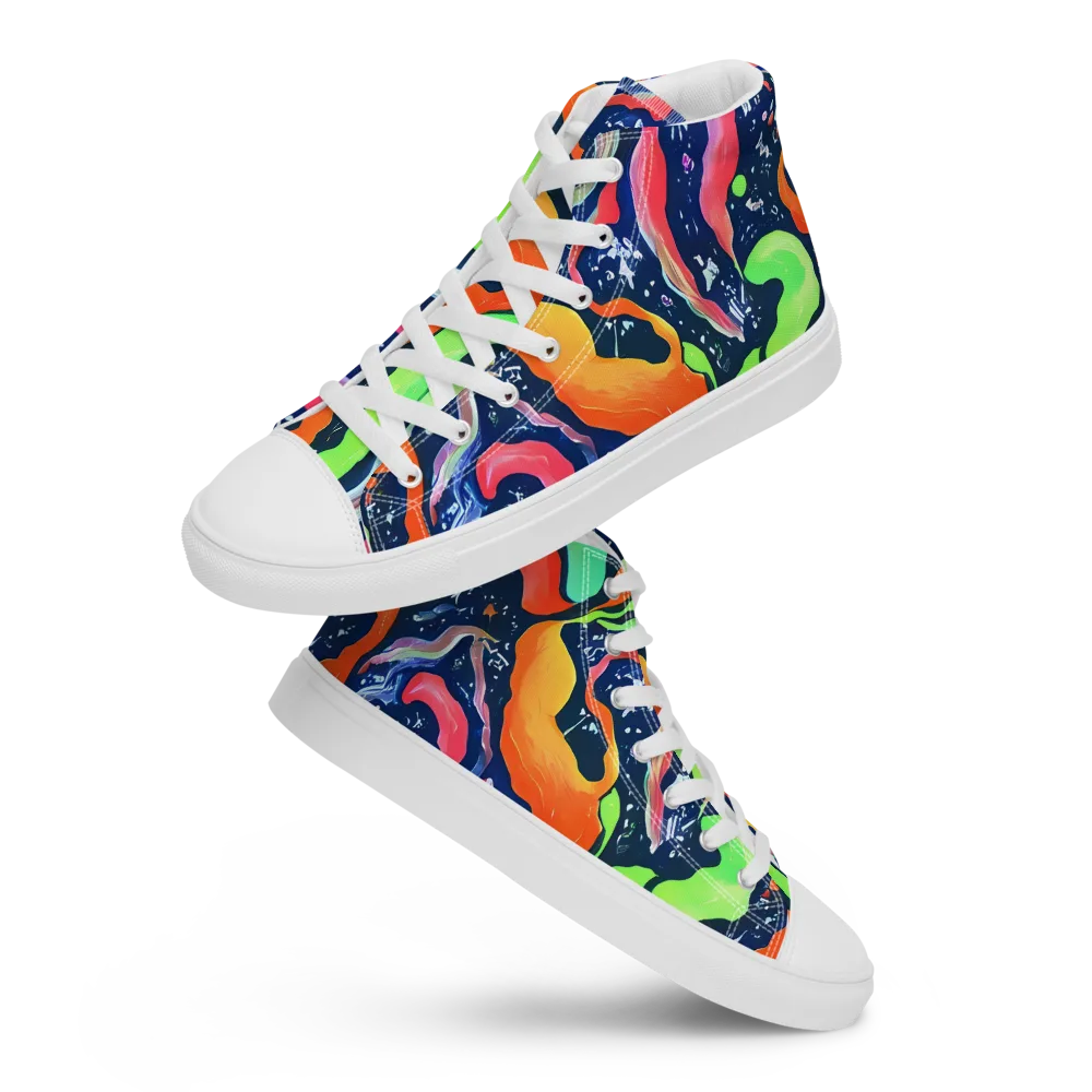 Psychedelic Flow on Men's High Top Canvas Shoes — Front