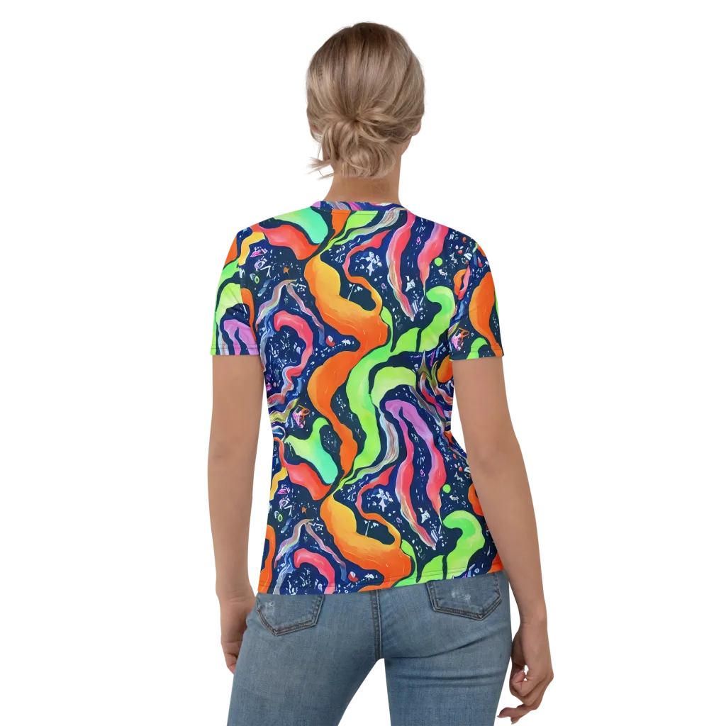 Psychedelic Flow on Women's Crew Neck T-Shirt — Back