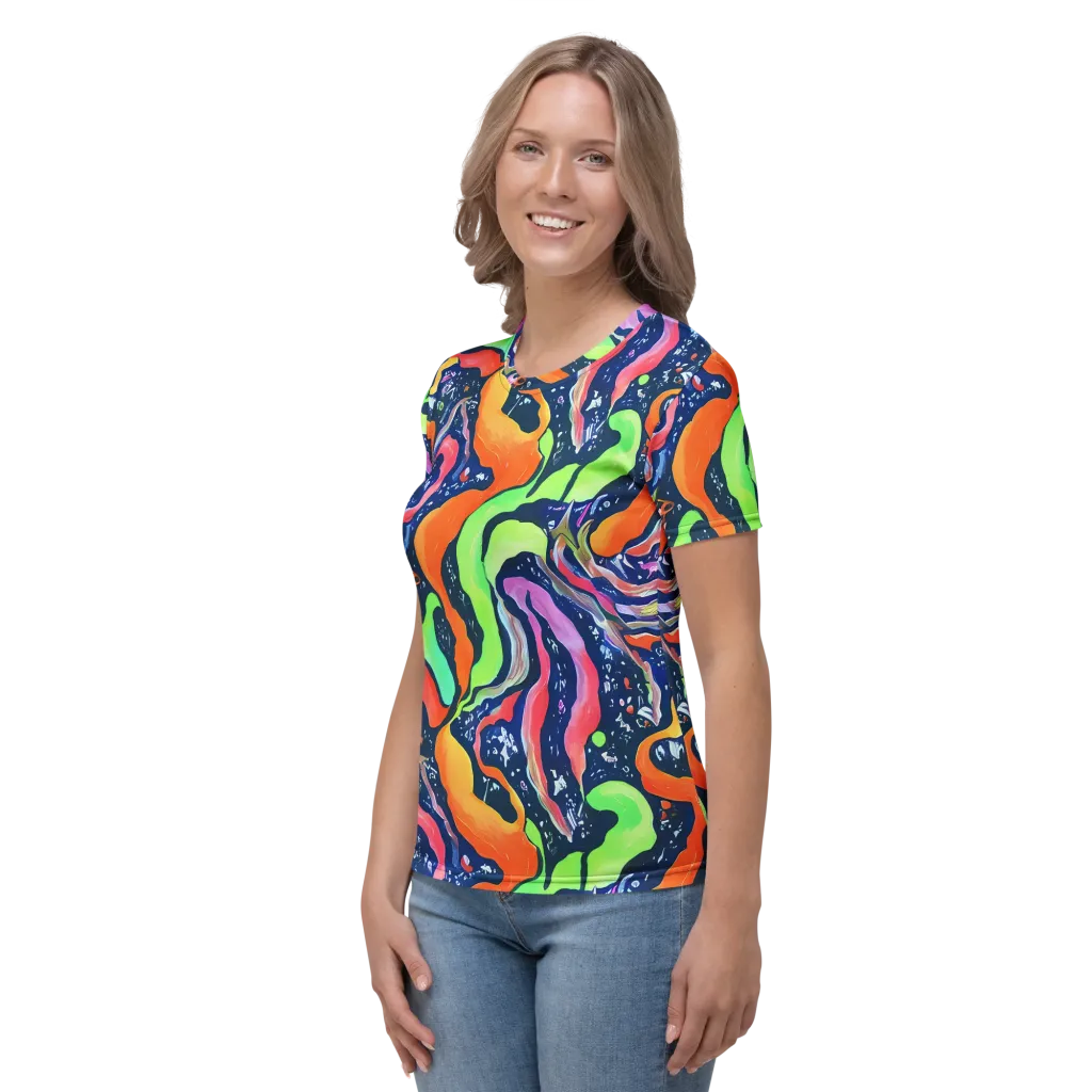 Psychedelic Flow on Women's Crew Neck T-Shirt — Left
