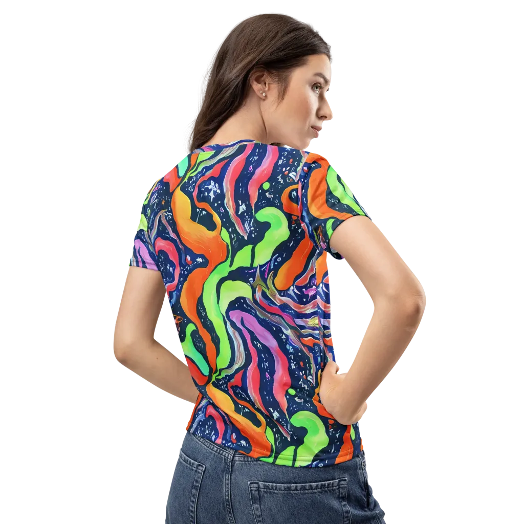 Psychedelic Flow on Women's Crew Neck T-Shirt — Back