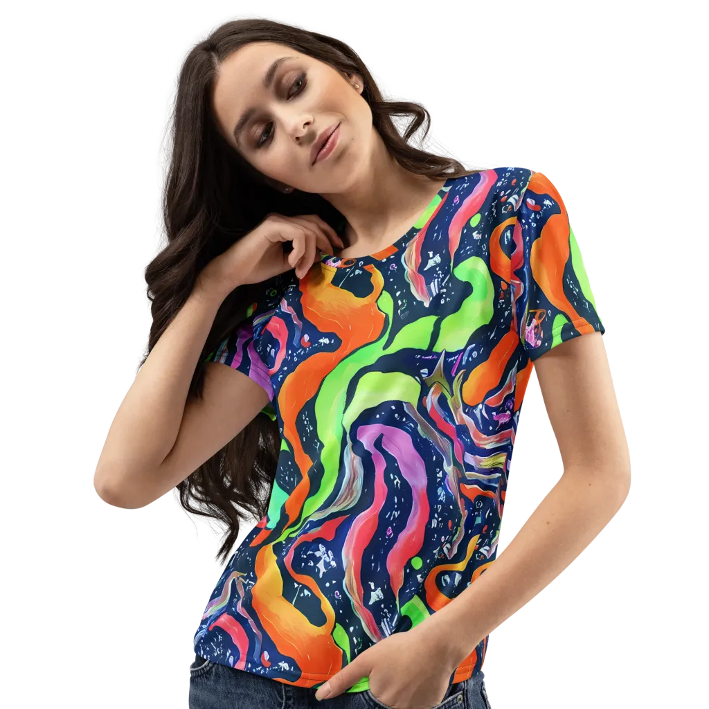 Psychedelic Flow on Women's Crew Neck T-Shirt — Left Front