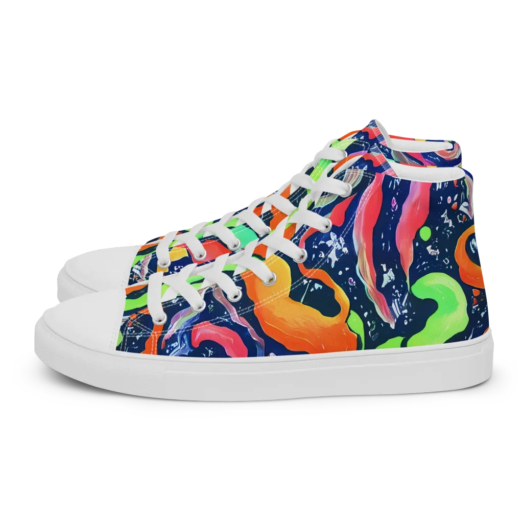 Psychedelic Flow on Women's High Top Canvas Shoes — Left