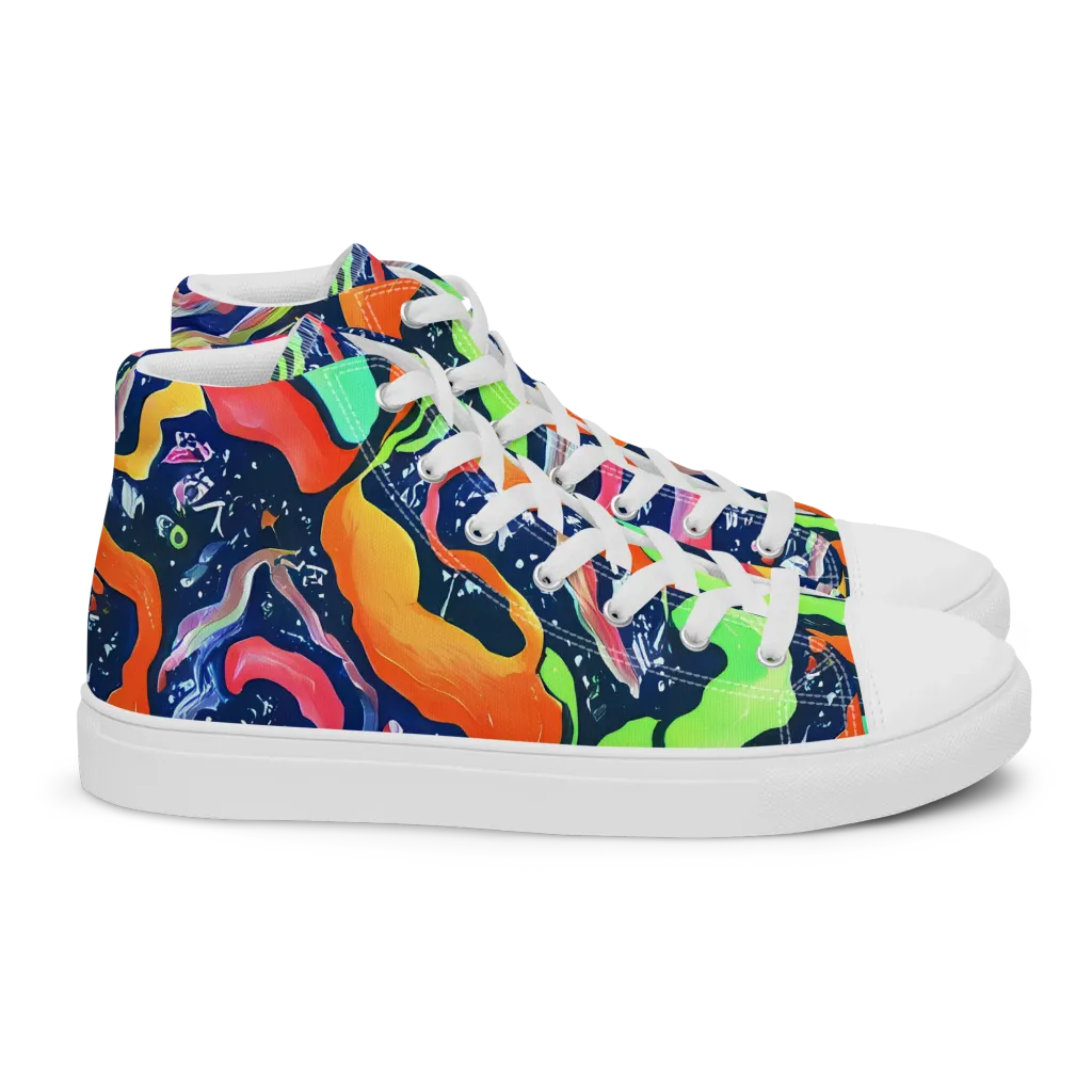 Psychedelic Flow on Women's High Top Canvas Shoes — Right