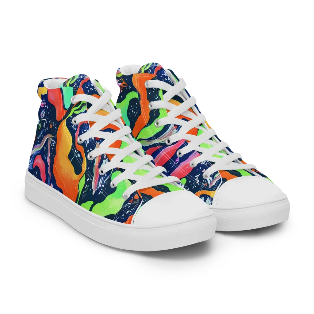 Psychedelic Flow on Women's High Top Canvas Shoes — Right Front