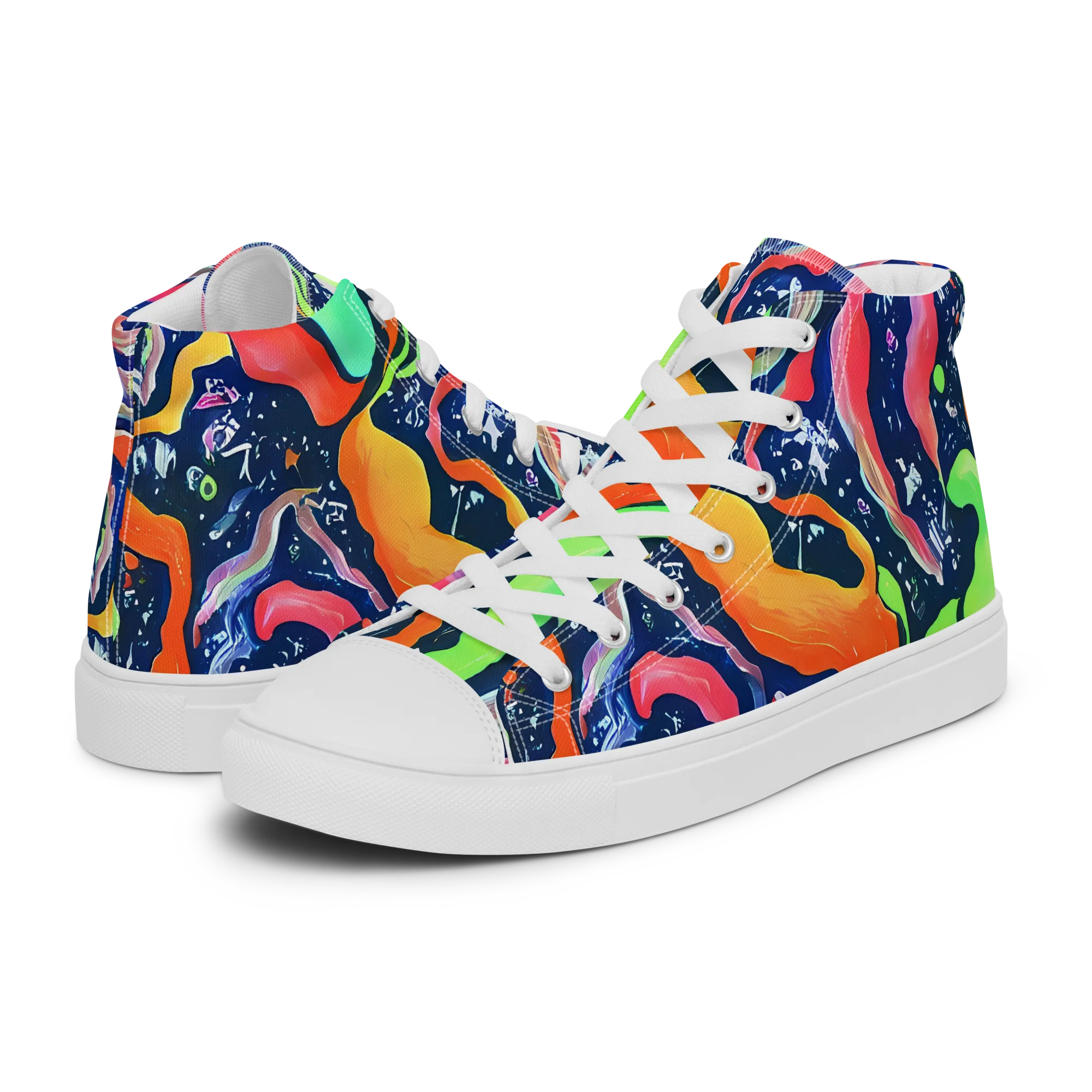 Psychedelic Flow on Women's High Top Canvas Shoes — Left