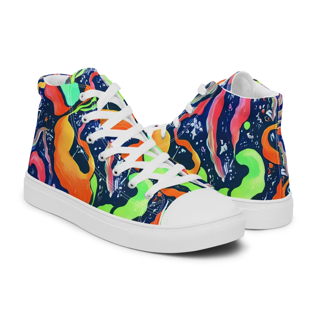 Psychedelic Flow on Women's High Top Canvas Shoes — Right