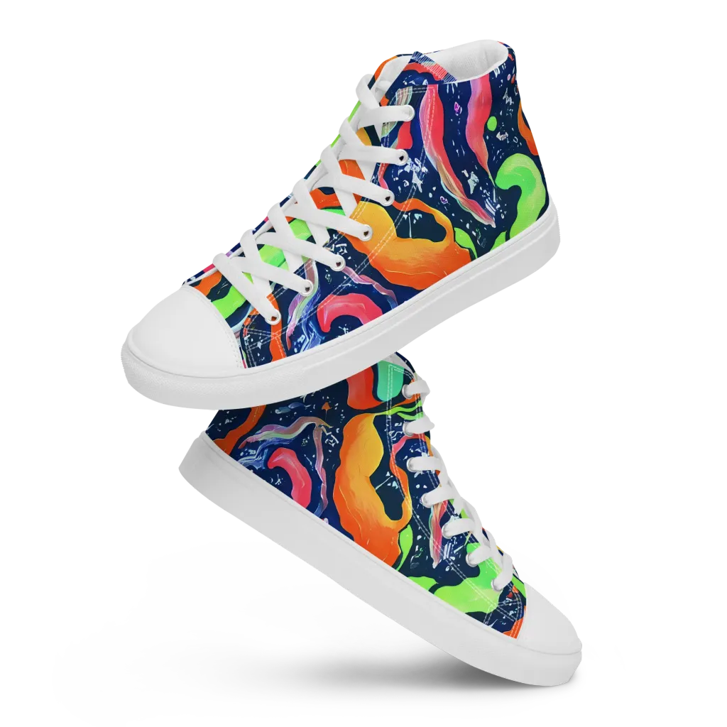 Psychedelic Flow on Women's High Top Canvas Shoes — Front