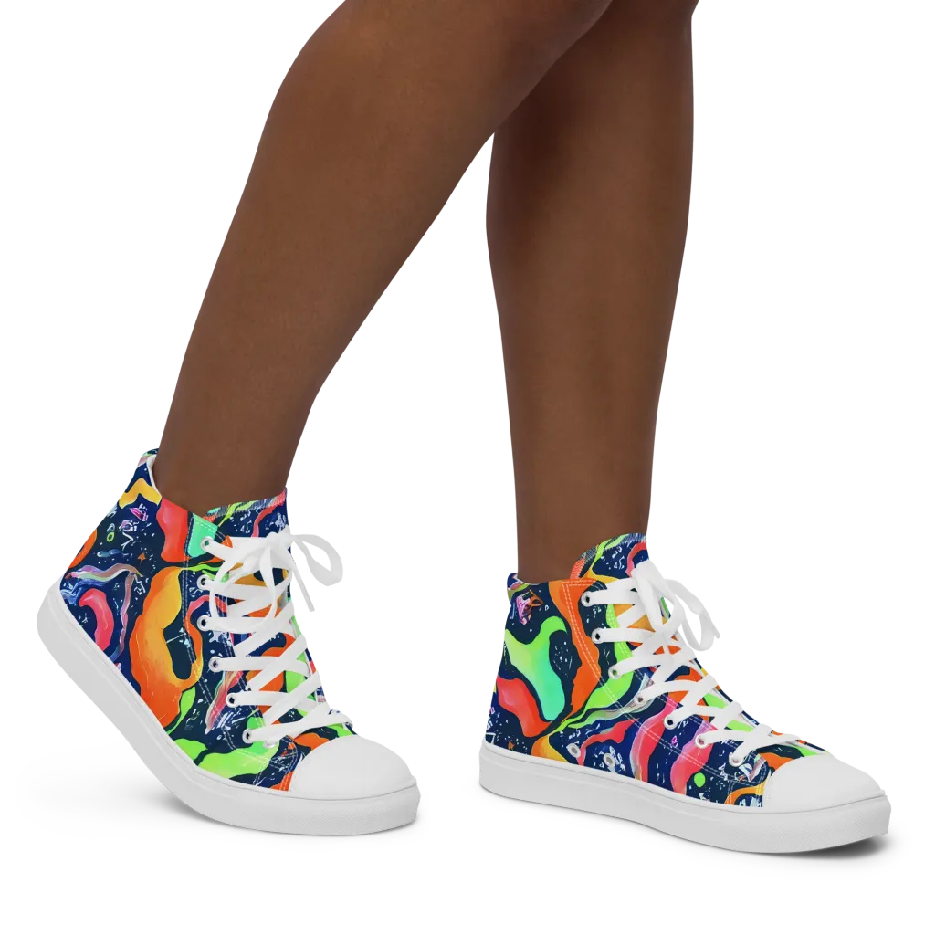 Psychedelic Flow on Women's High Top Canvas Shoes — Right