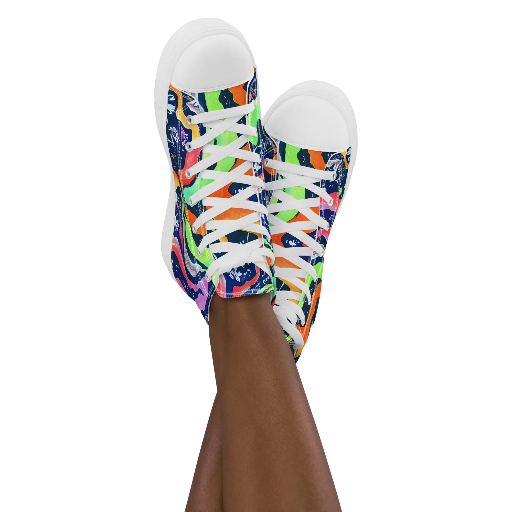 Psychedelic Flow on Women's High Top Canvas Shoes — Front