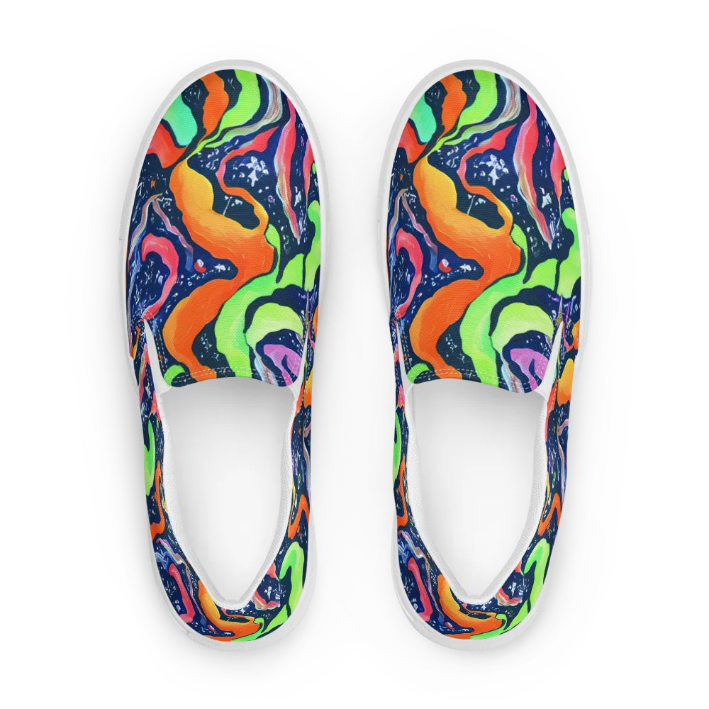 Psychedelic Flow on Men's Slip-On Canvas Shoes — Front