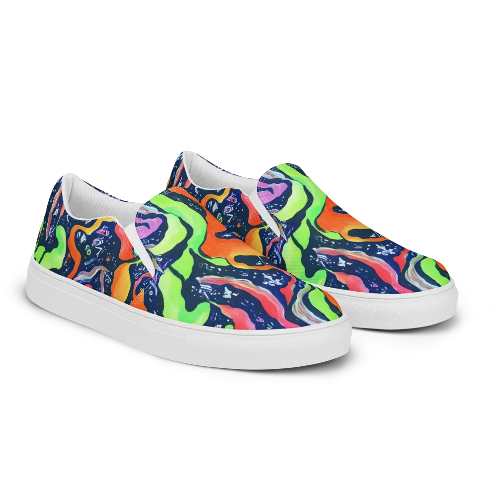Psychedelic Flow on Men's Slip-On Canvas Shoes — Right Front