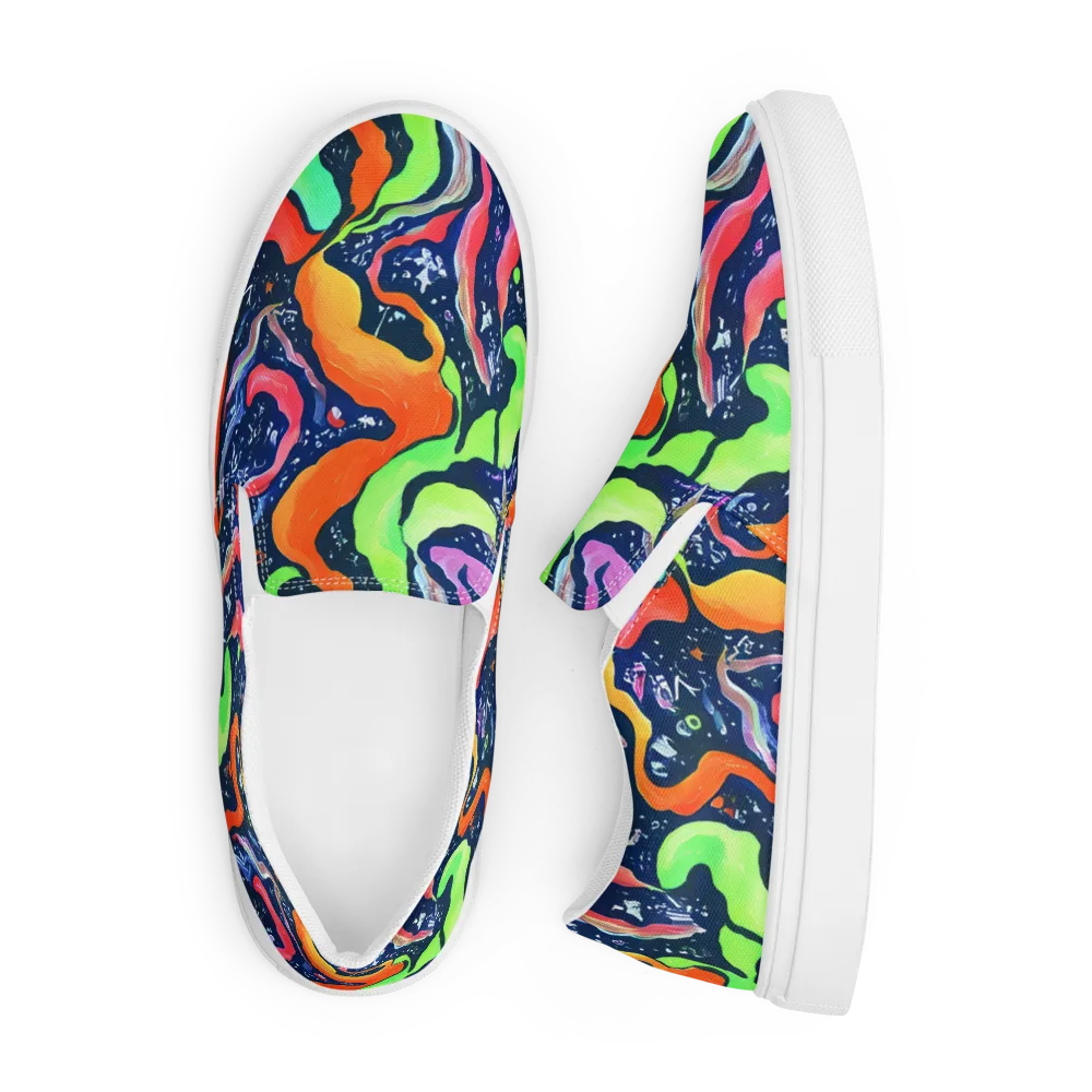 Psychedelic Flow on Men's Slip-On Canvas Shoes — Front