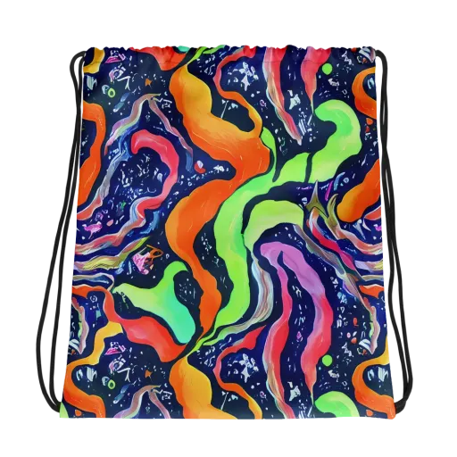 Psychedelic Flow on a Drawstring Bag