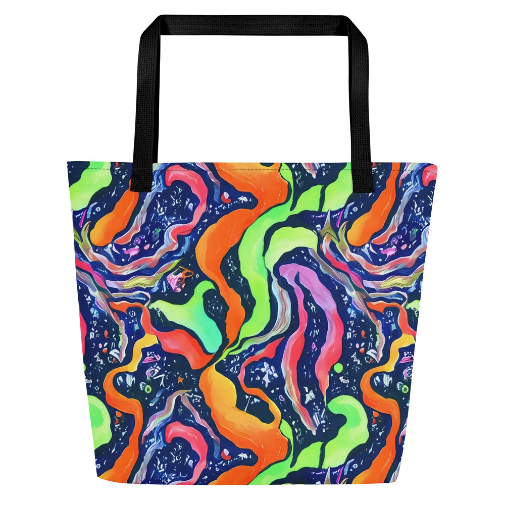 Psychedelic Flow on Large Tote Bag W/ Pocket — Front