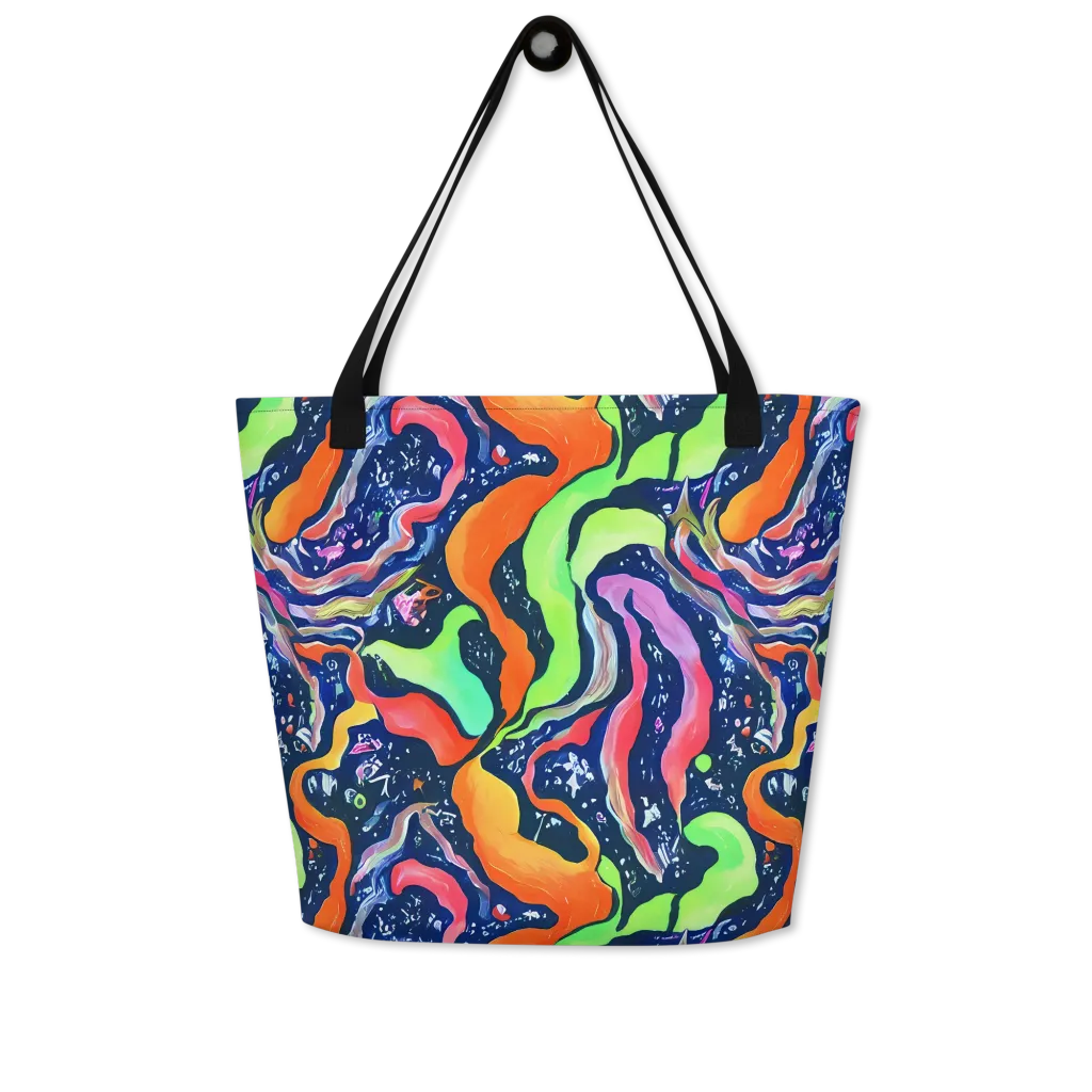 Psychedelic Flow on Large Tote Bag W/ Pocket — Front