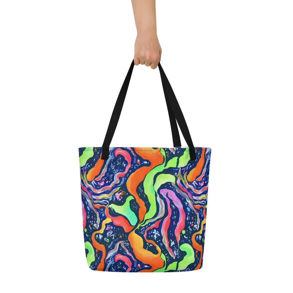 Psychedelic Flow on Large Tote Bag W/ Pocket — Front