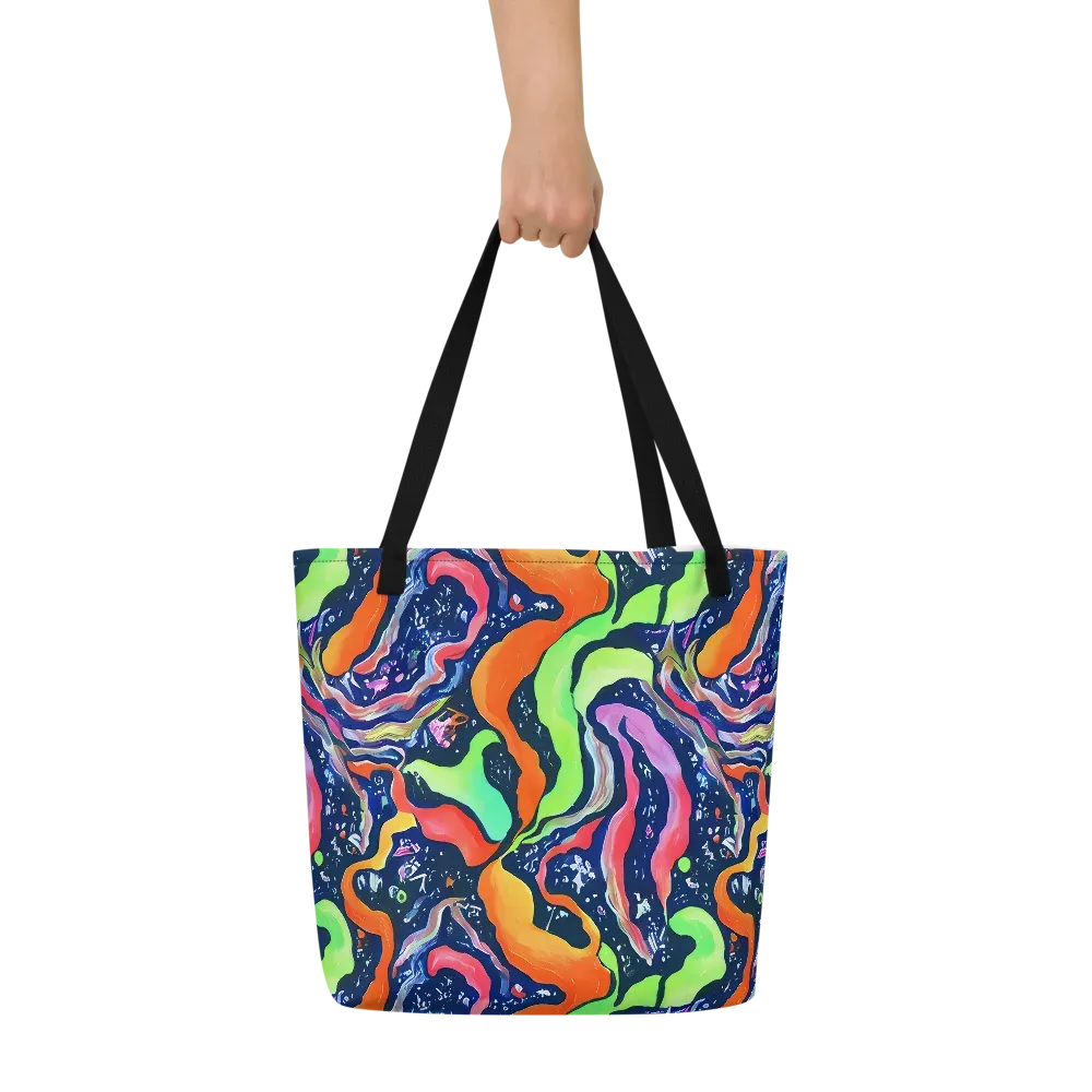 Psychedelic Flow on Large Tote Bag W/ Pocket — Front
