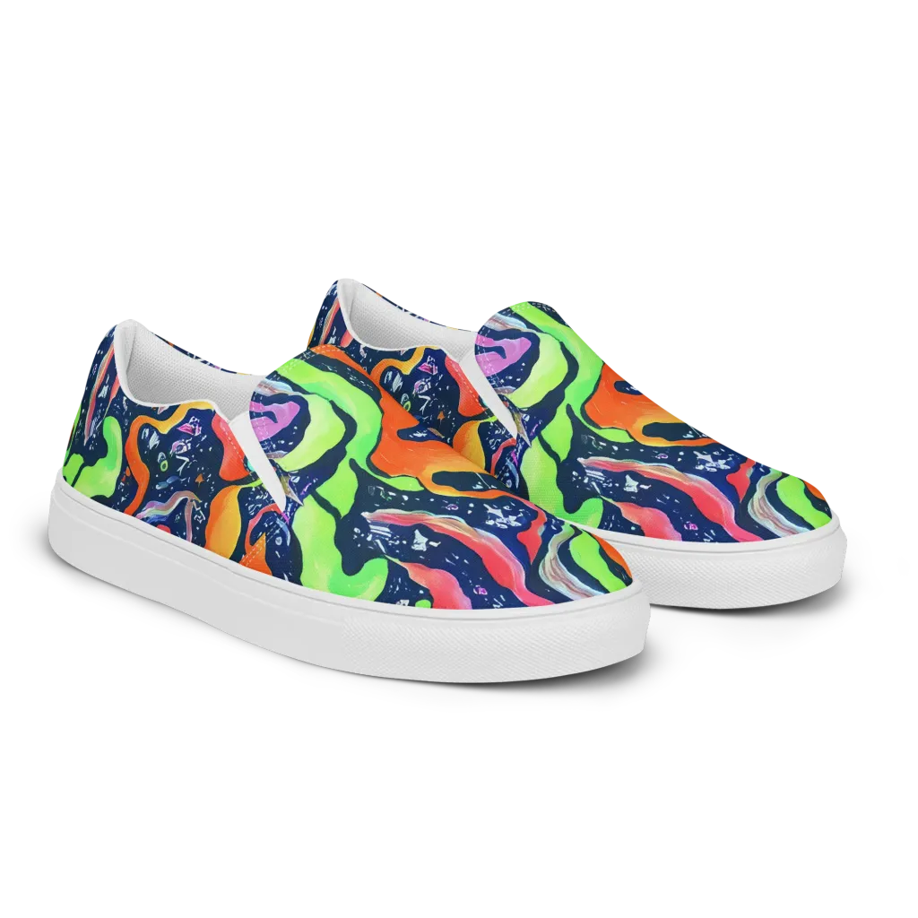 Psychedelic Flow on Women's Slip-On Canvas Shoes — Right Front