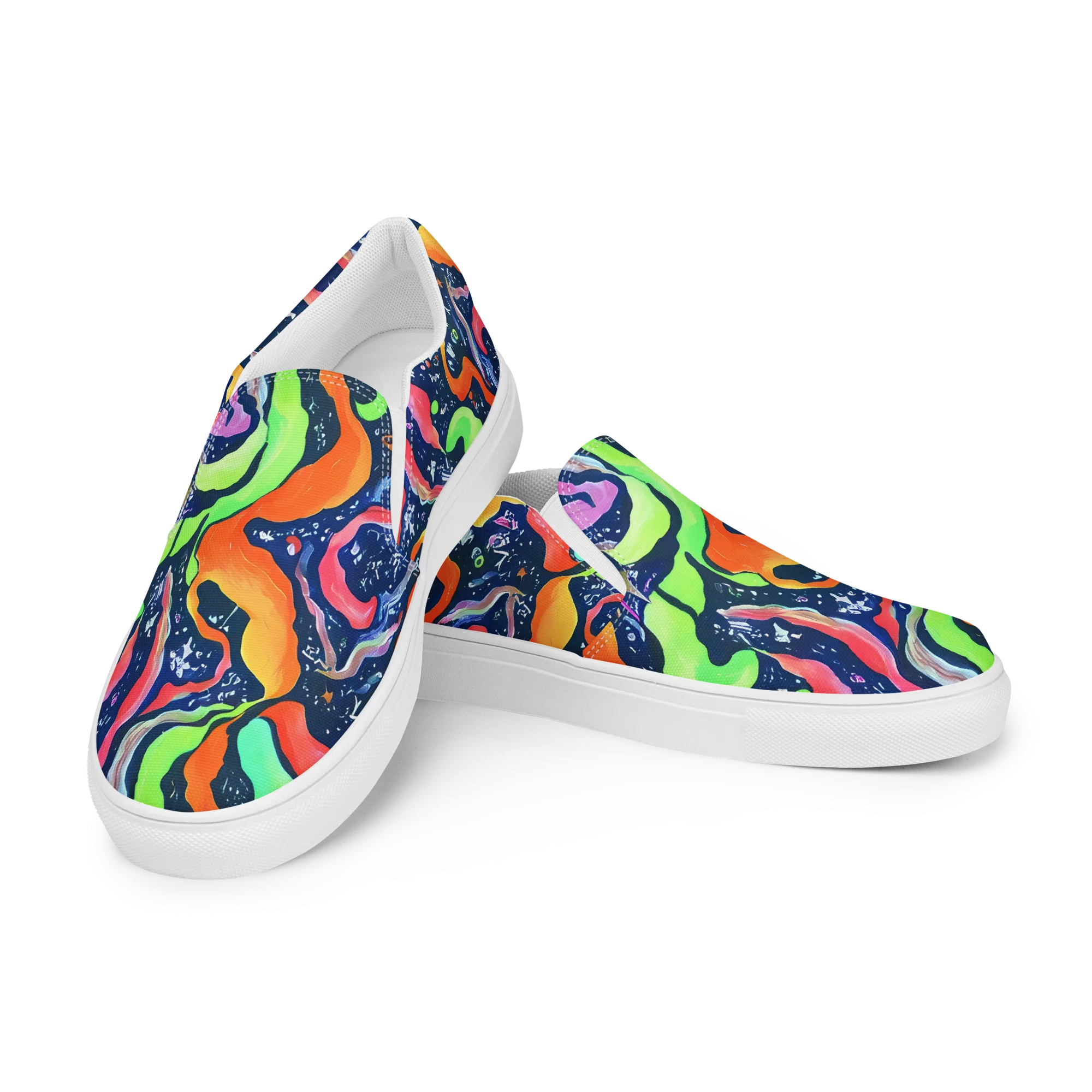 Psychedelic Flow on Women's Slip-On Canvas Shoes — Left Front