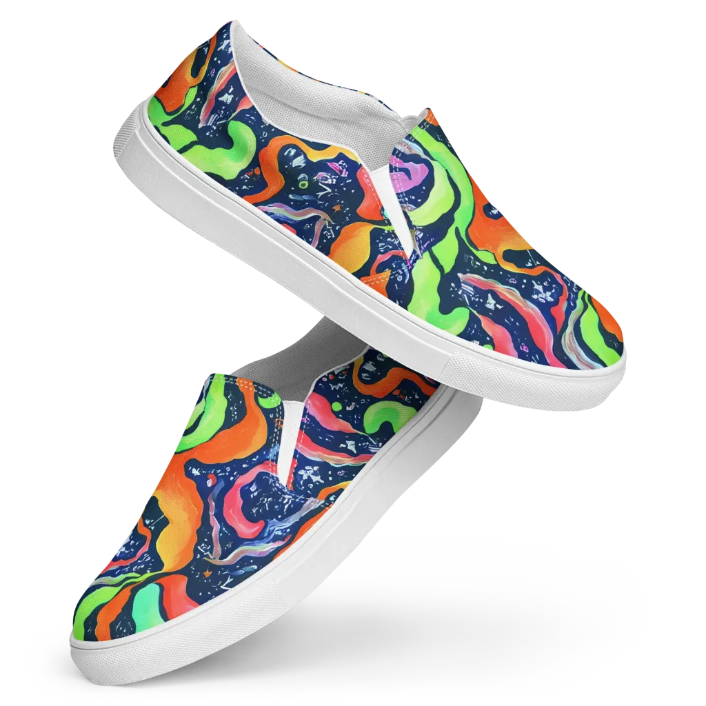 Psychedelic Flow on Women's Slip-On Canvas Shoes — Front