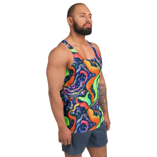 Psychedelic Flow on a Men's Tank Top