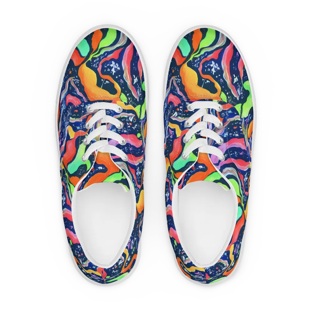 Psychedelic Flow on Men's Lace-Up Canvas Shoes — Front