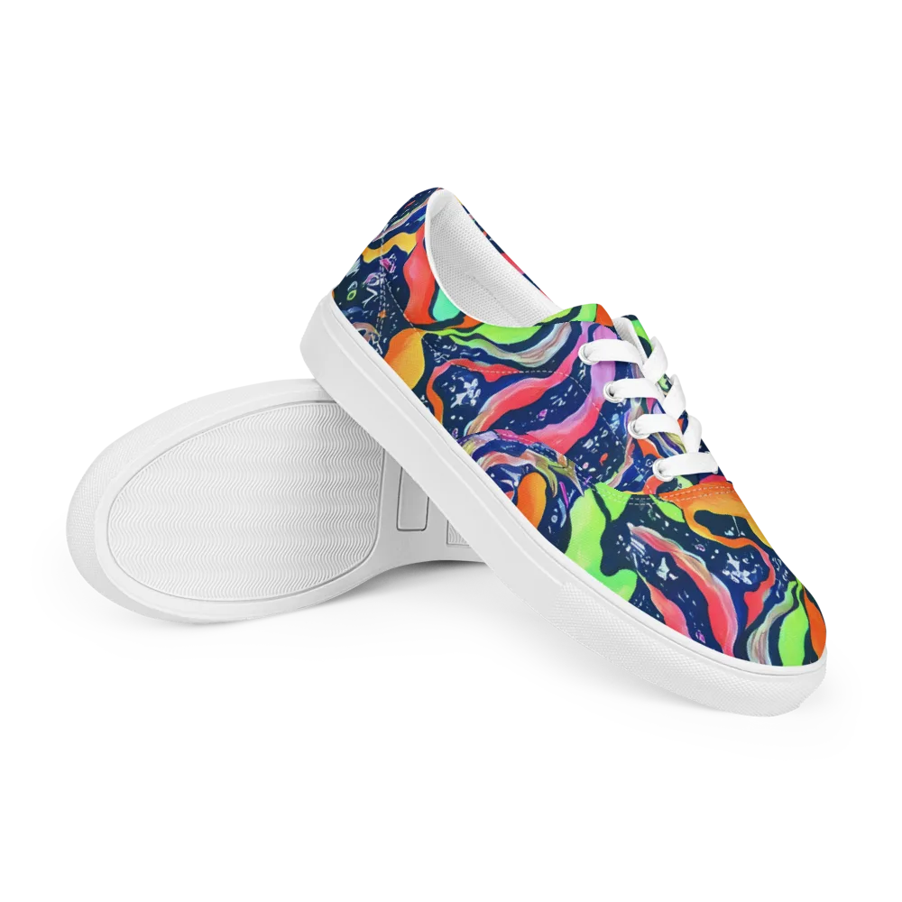 Psychedelic Flow on Men's Lace-Up Canvas Shoes — Right Front