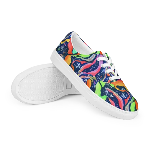 Psychedelic Flow on a Men's Lace-Up Canvas Shoes