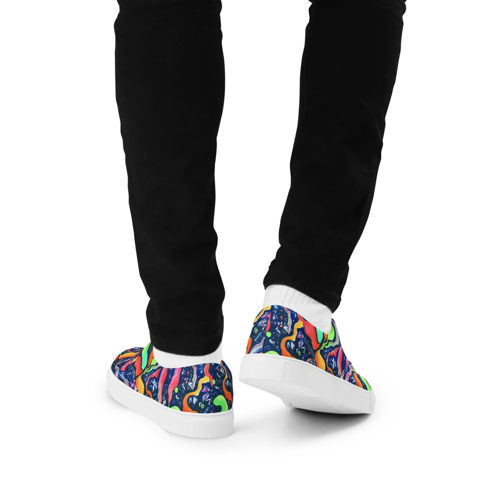 Psychedelic Flow on Men's Lace-Up Canvas Shoes — Back