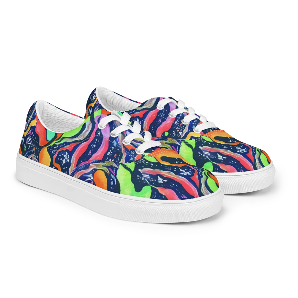 Psychedelic Flow on Men's Lace-Up Canvas Shoes — Right Front