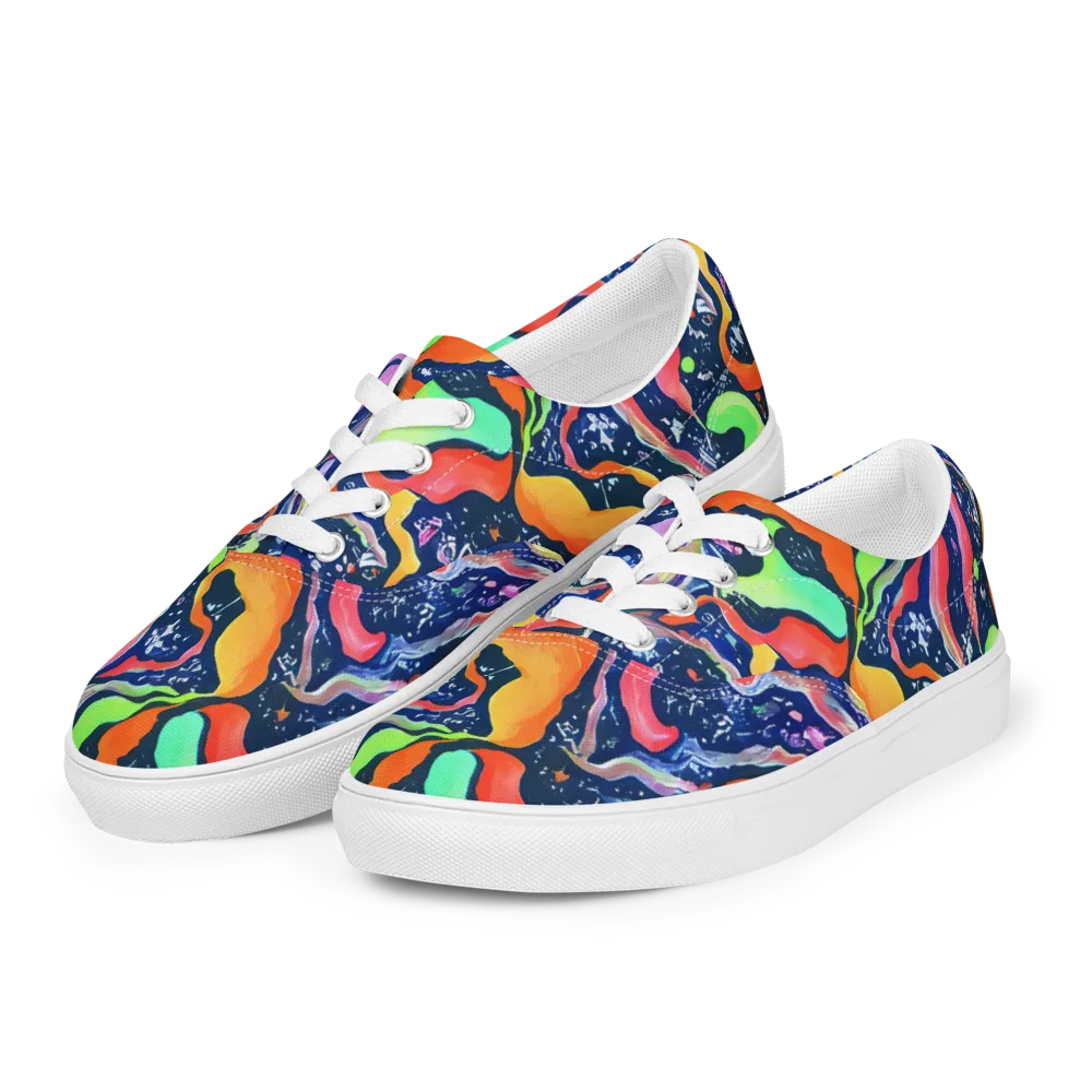 Psychedelic Flow on Men's Lace-Up Canvas Shoes — Left Front