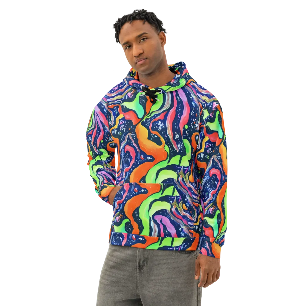 Psychedelic Flow on Cotton Hoodie — Left Front