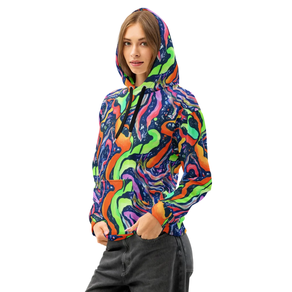 Psychedelic Flow on Cotton Hoodie — Left Front