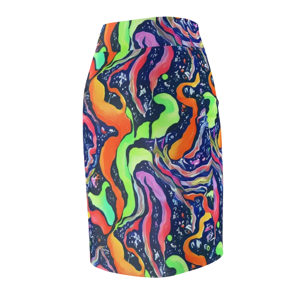 Psychedelic Flow on Pencil Skirt — Back Side