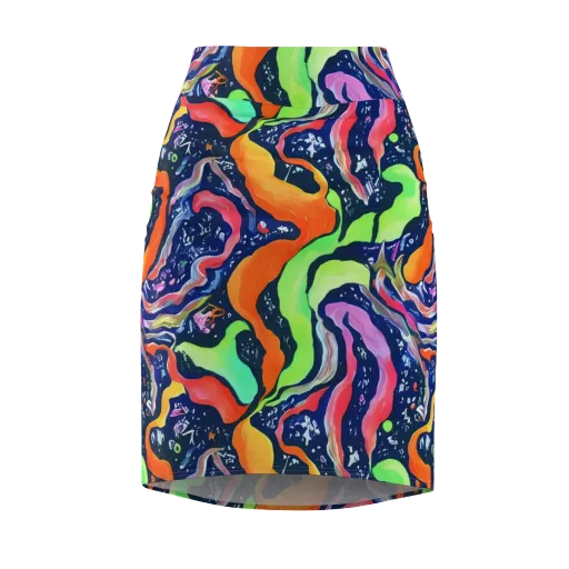 Psychedelic Flow on a Pencil Skirt