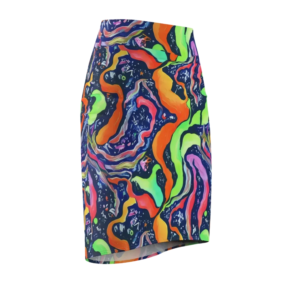 Psychedelic Flow on Pencil Skirt — Front Side