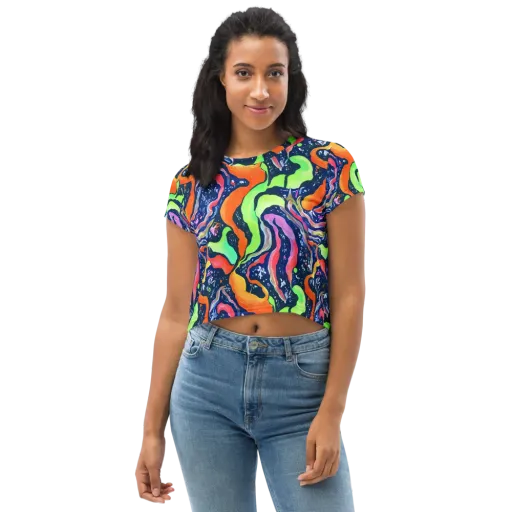 Psychedelic Flow on a Crop Tee