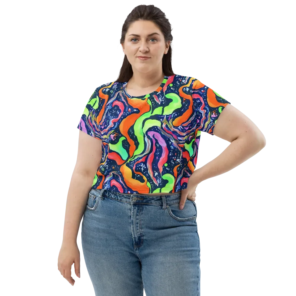 Psychedelic Flow on Crop Tee — Front