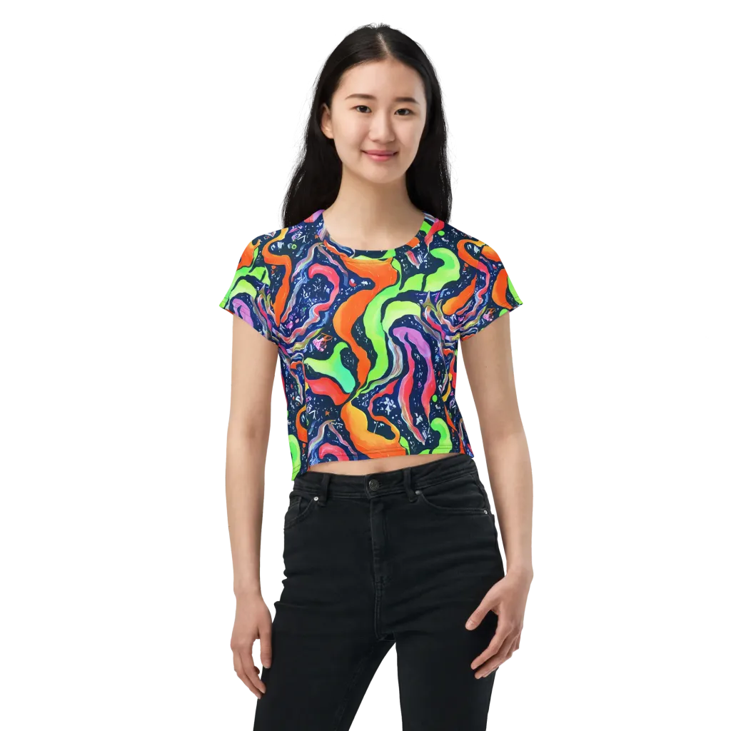 Psychedelic Flow on Crop Tee — Front
