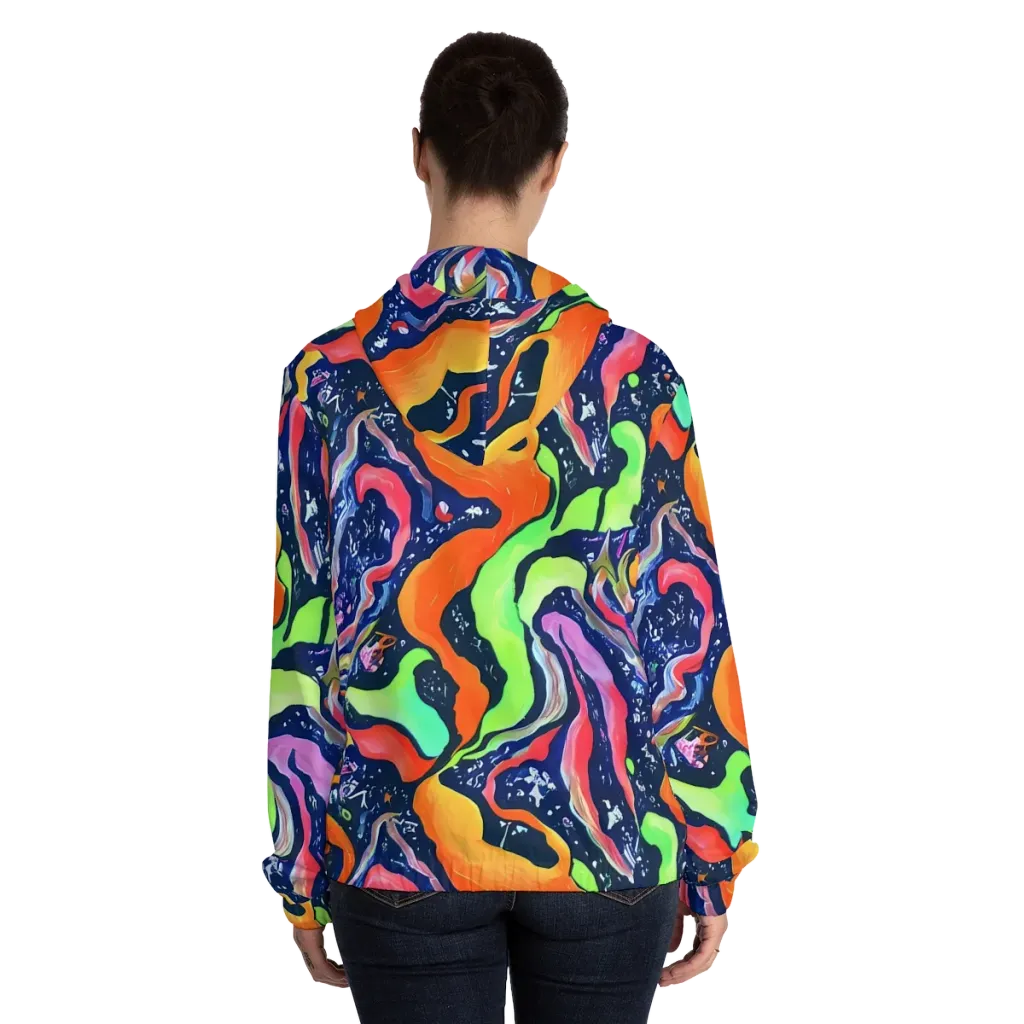 Psychedelic Flow on Women's Full-Zip Hoodie — Back On Person