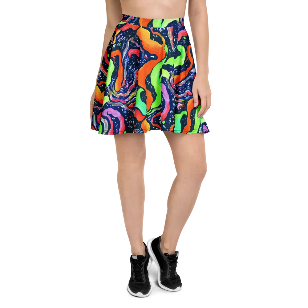 Psychedelic Flow on Skater Skirt — Front