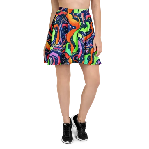Psychedelic Flow on a Skater Skirt