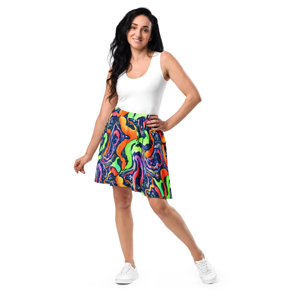 Psychedelic Flow on Skater Skirt — Front