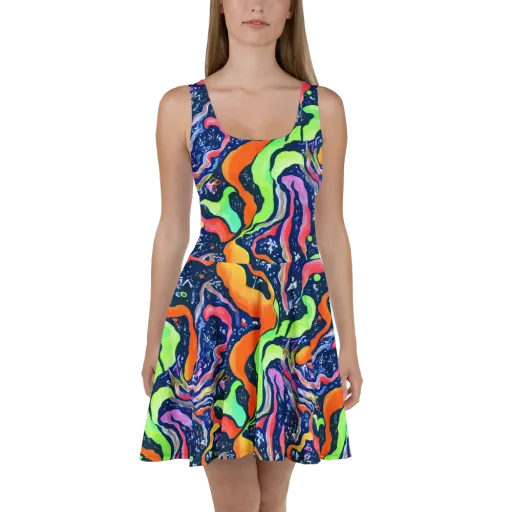 Psychedelic Flow on a Skater Dress