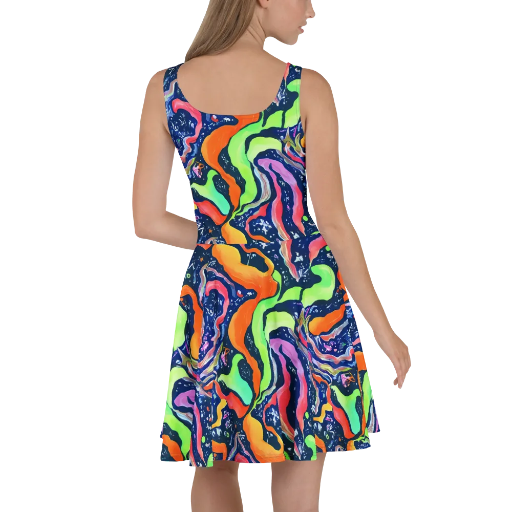 Psychedelic Flow on Skater Dress — Back