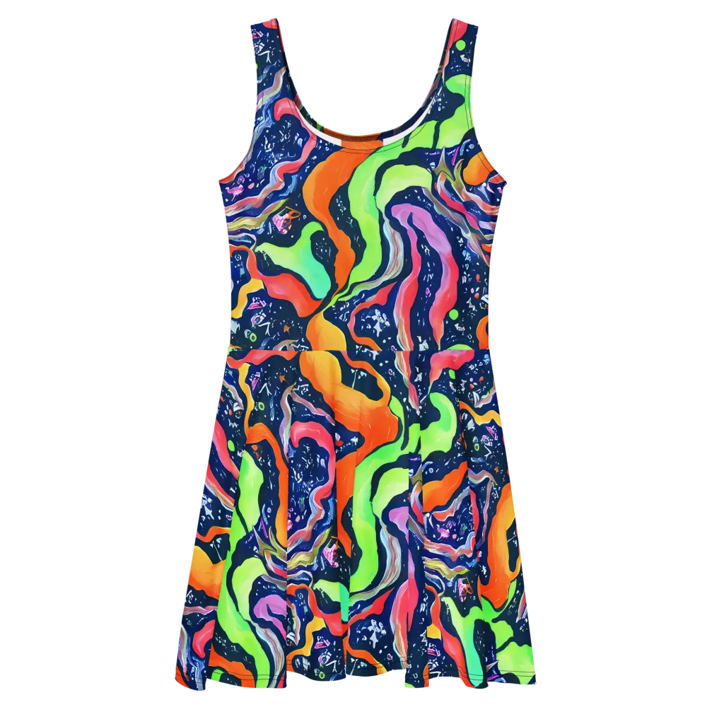 Psychedelic Flow on Skater Dress — Front